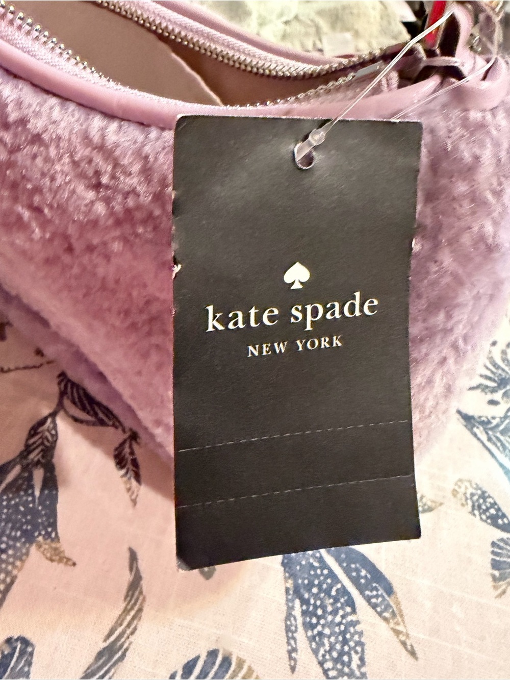 kate spade lavender faux-fur shoulder bag with silver spade logo - Picture 8 of 11